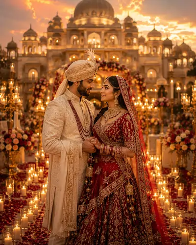 Royal Palace Wedding Couple AI Prompt