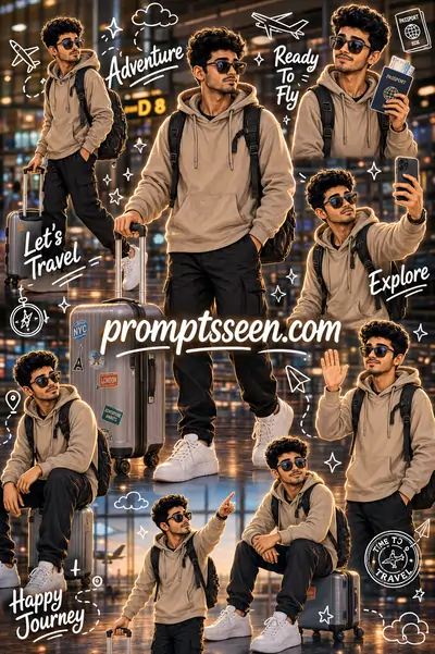 Travel Airport Boy Collage